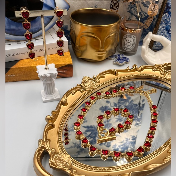 🆕 OSCAR DE LA RENTA 🧿 Red Crystal Embellished Heart Bracelet - Picture 12 of 12